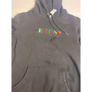 Jiberish‎ Black Rainbow Embroidered Logo Pullover Hoodie Streetwear Sz L